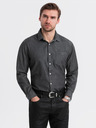 Ombre Clothing Moška jeans srajca z vezeno žepom Ombre Clothing