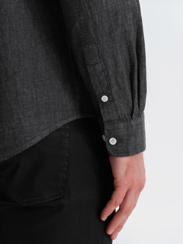 Ombre Clothing Moška jeans srajca z vezeno žepom Ombre Clothing