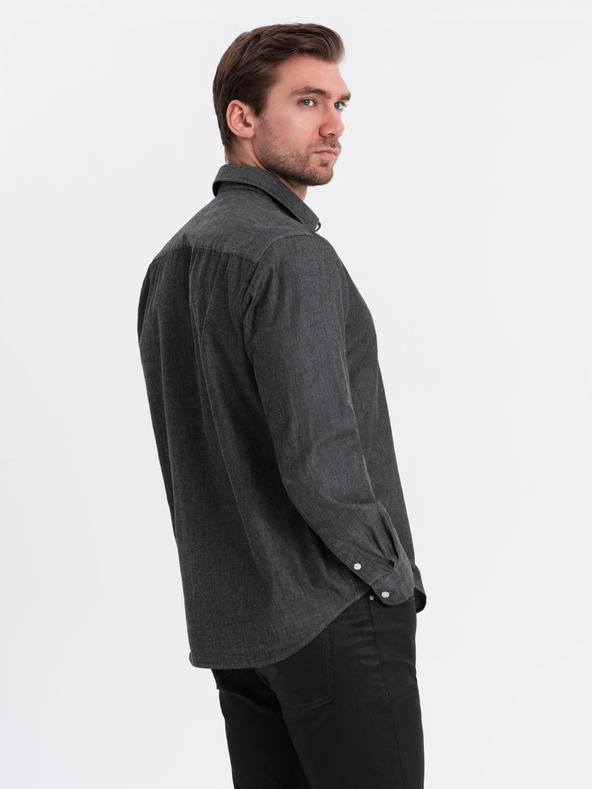 Ombre Clothing Moška jeans srajca z vezeno žepom Ombre Clothing