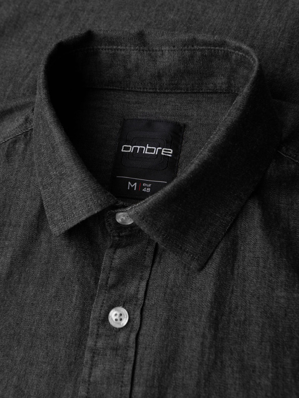 Ombre Clothing Moška jeans srajca z vezeno žepom Ombre Clothing