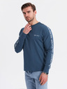 Ombre Clothing Moška bombažna majica z dolgimi rokavi, obrobjem inotiskom na prsih Ombre Clothing