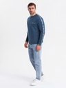 Ombre Clothing Moška bombažna majica z dolgimi rokavi, obrobjem inotiskom na prsih Ombre Clothing