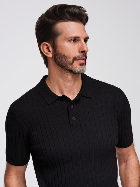 Ombre Clothing Moška polo majica SLIM FIT iz viskoze z navpičnimi črtami Ombre Clothing
