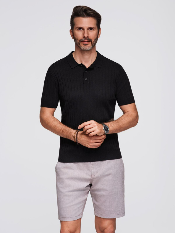 Ombre Clothing Moška polo majica SLIM FIT iz viskoze z navpičnimi črtami Ombre Clothing