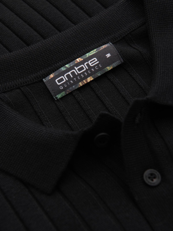 Ombre Clothing Moška polo majica SLIM FIT iz viskoze z navpičnimi črtami Ombre Clothing