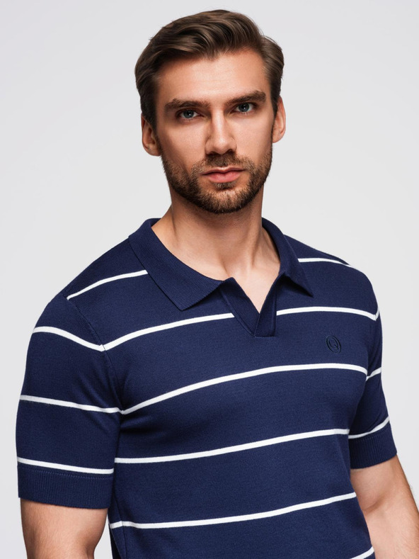 Ombre Clothing Moška polo majica iz viskoze s vodoravnimi črtami Ombre Clothing