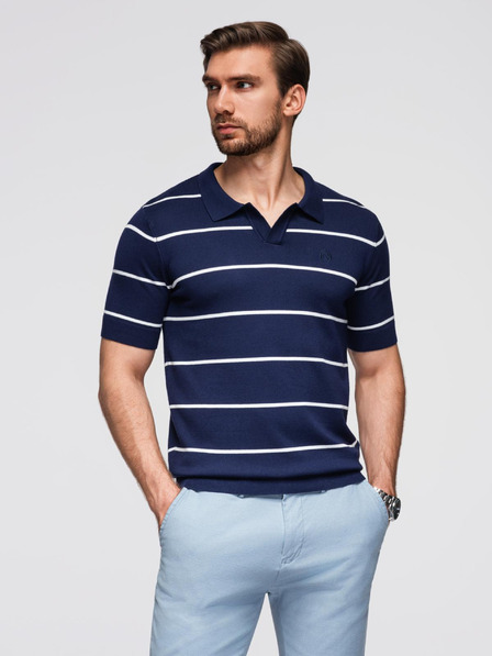 Ombre Clothing Moška polo majica iz viskoze s vodoravnimi črtami Ombre Clothing