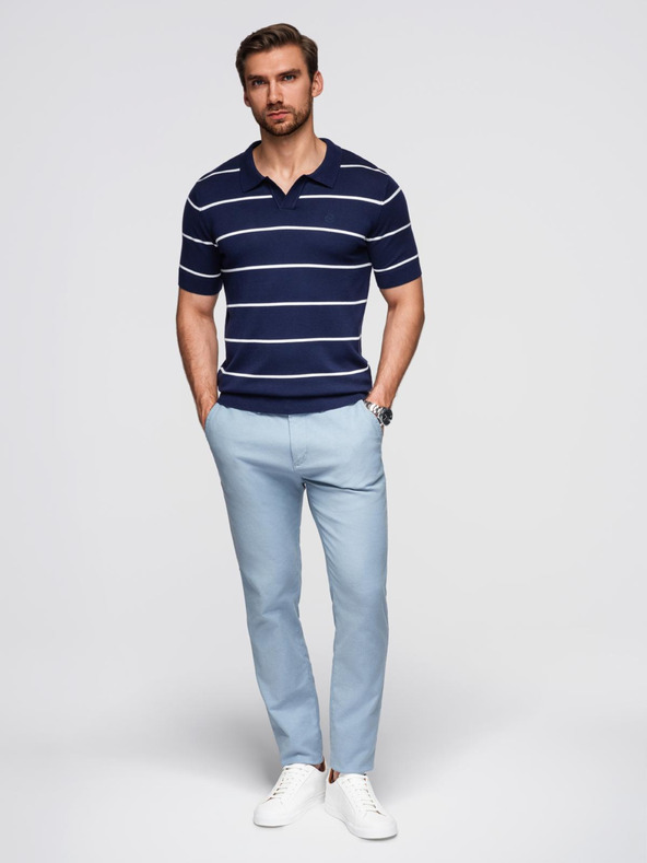 Ombre Clothing Moška polo majica iz viskoze s vodoravnimi črtami Ombre Clothing