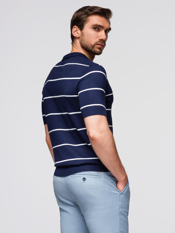 Ombre Clothing Moška polo majica iz viskoze s vodoravnimi črtami Ombre Clothing