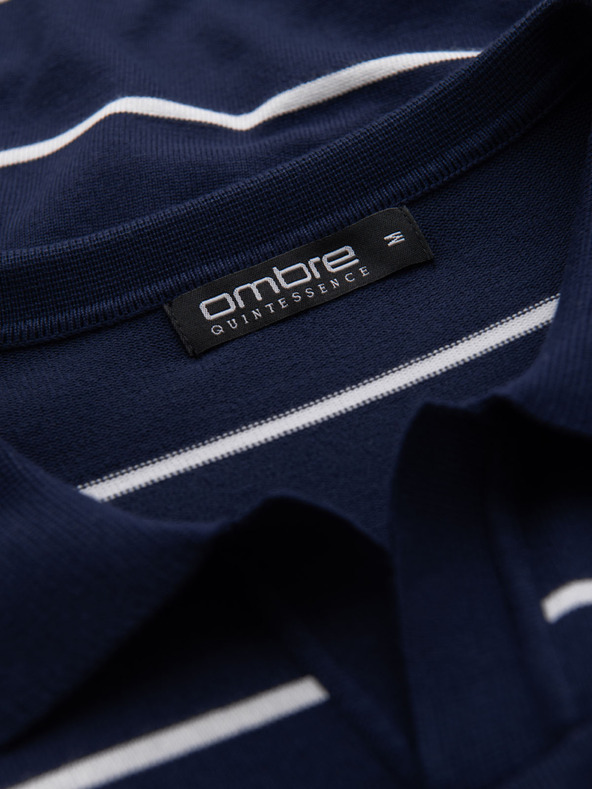 Ombre Clothing Moška polo majica iz viskoze s vodoravnimi črtami Ombre Clothing