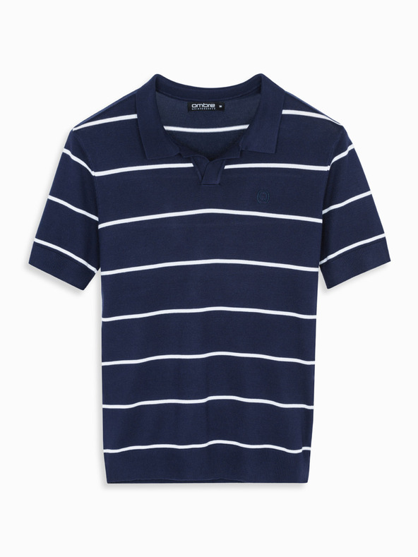 Ombre Clothing Moška polo majica iz viskoze s vodoravnimi črtami Ombre Clothing