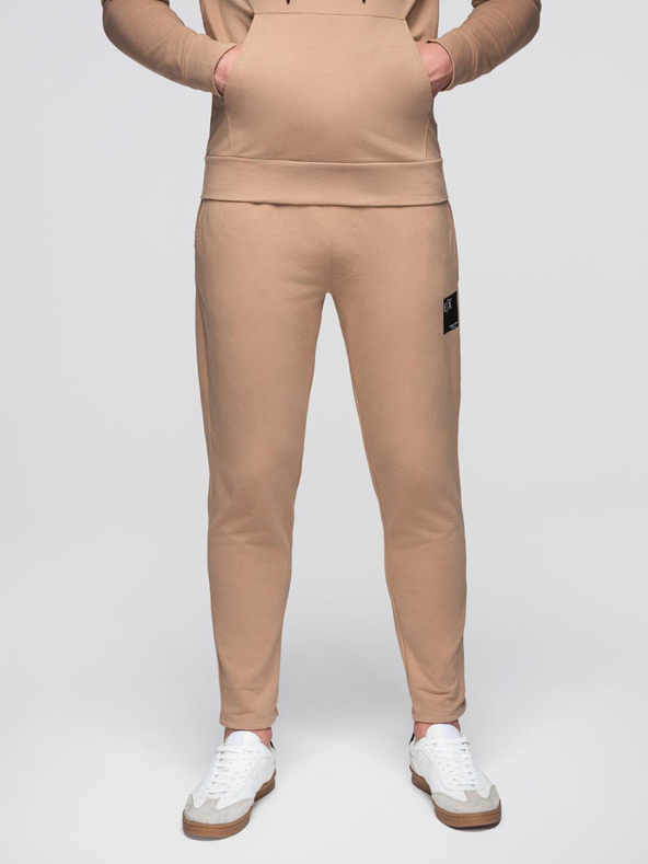 Ombre Clothing Moška jopica s kapuco + trenirka - rjava