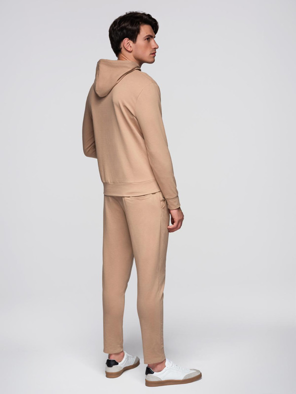 Ombre Clothing Moška jopica s kapuco + trenirka - rjava