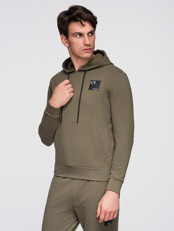 Ombre Clothing Moška jopica s kapuco + trenirka - olivna