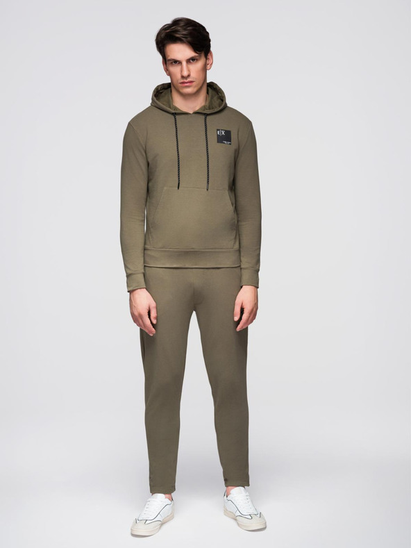 Ombre Clothing Moška jopica s kapuco + trenirka - olivna