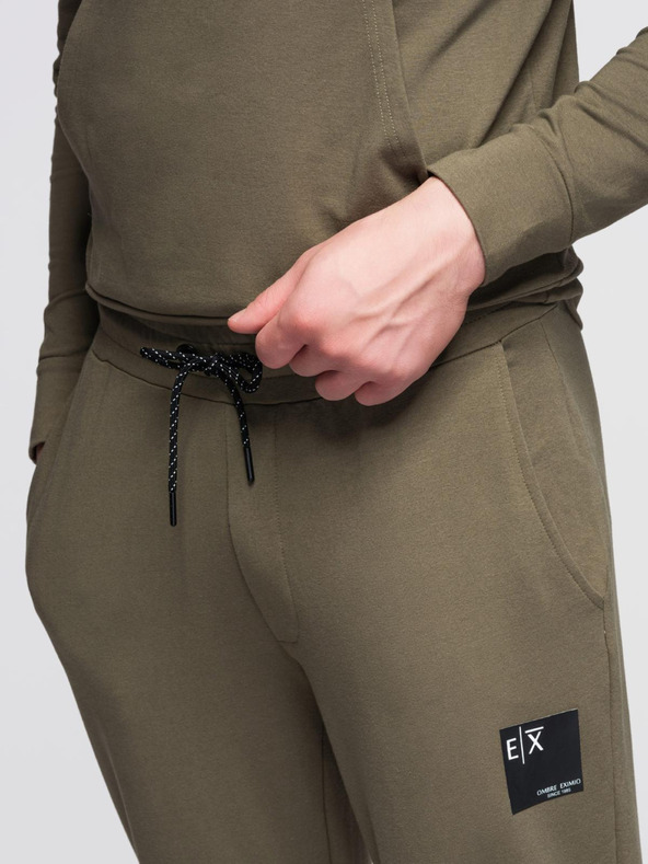 Ombre Clothing Moška jopica s kapuco + trenirka - olivna