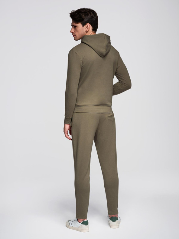 Ombre Clothing Moška jopica s kapuco + trenirka - olivna