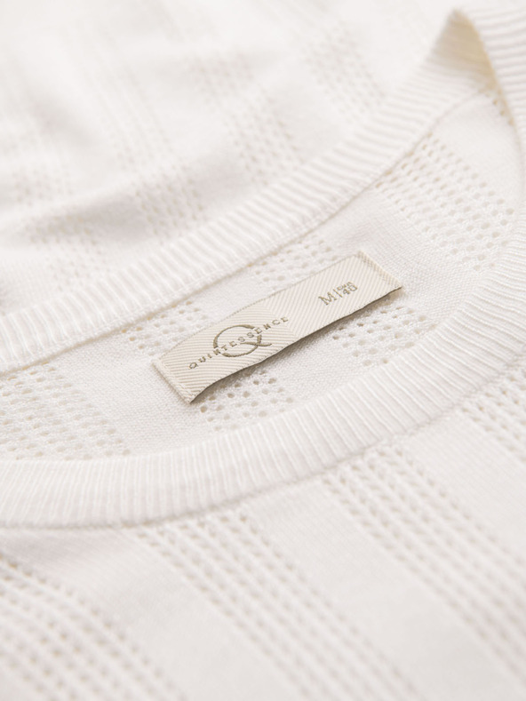 Ombre Clothing Moški pulover z okroglim izrezom in kratkimi rokavi - bel