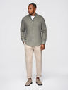 Ombre Clothing Moška platnen srajca z stoječim ovratnikom in žepom REGULAR FIT - khaki