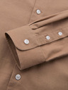 Ombre Clothing Moška platnen srajca z stoječim ovratnikom in žepom REGULAR FIT - svetlo rjava