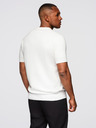 Ombre Clothing Moška bombažna polo majica iz strukturirane pletenine - bela