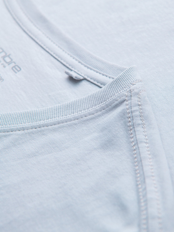Ombre Clothing Moška klasična bombažna majica BASIC z izrezom - svetlo siva