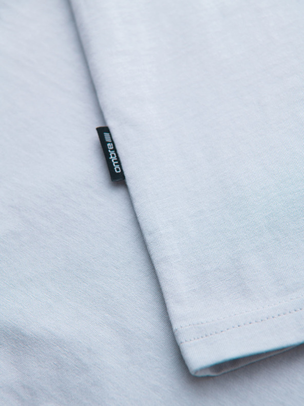 Ombre Clothing Moška klasična bombažna majica BASIC z izrezom - svetlo siva