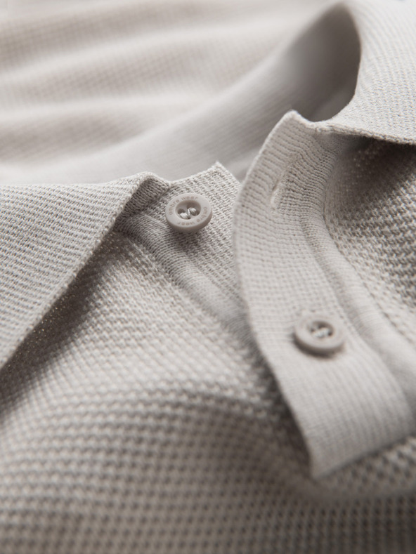 Ombre Clothing Moška bombažna polo majica iz strukturirane pletenine - bež
