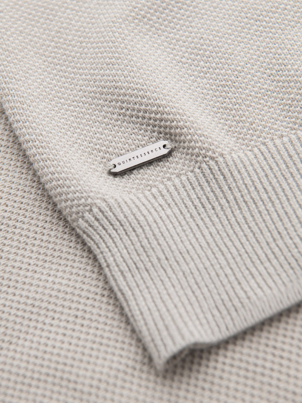 Ombre Clothing Moška bombažna polo majica iz strukturirane pletenine - bež