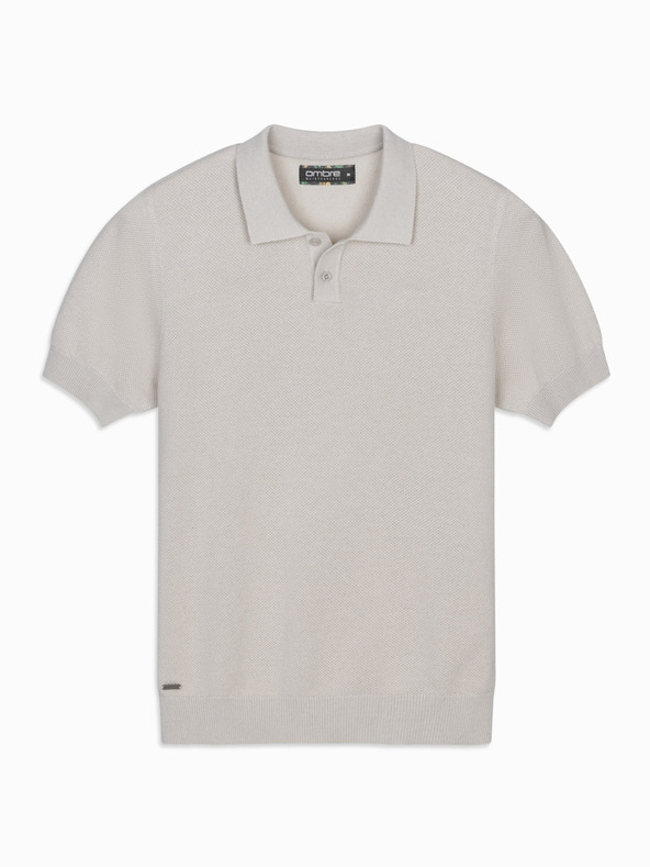 Ombre Clothing Moška bombažna polo majica iz strukturirane pletenine - bež