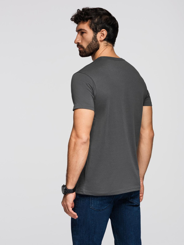 Ombre Clothing Moška klasična bombažna majica BASIC - siva