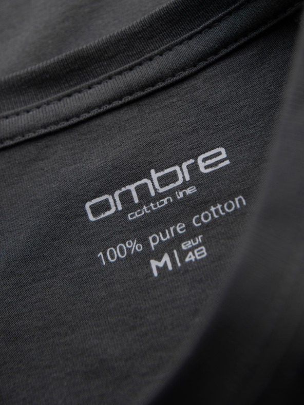 Ombre Clothing Moška klasična bombažna majica BASIC - siva