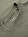 Ombre Clothing Moška bombažna majica LOOSE FIT z okroglim izrezom - khaki