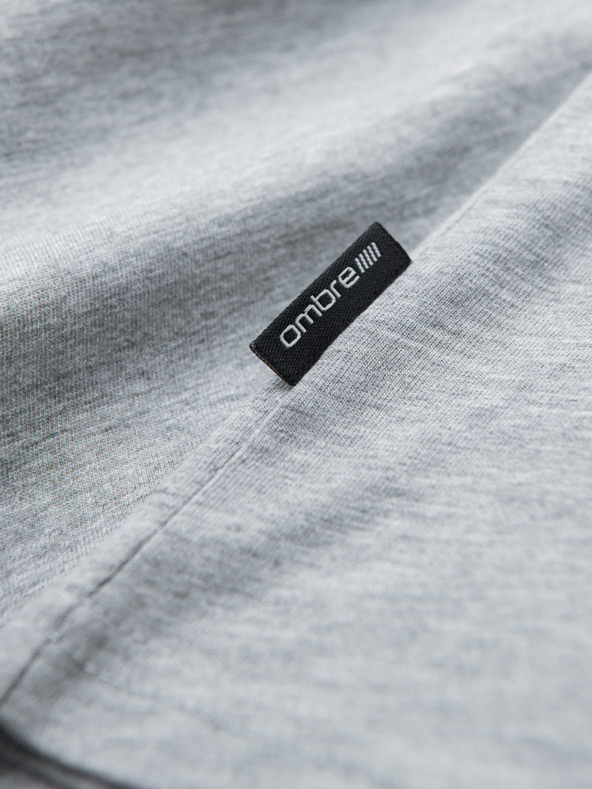 Ombre Clothing Siva moška bombažna majica z osnovnim vratom Ombre Clothing