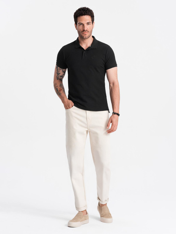 Ombre Clothing Črna moška osnovna polo majica Ombre Clothing