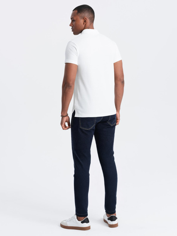 Ombre Clothing Bela moška osnovna polo majica Ombre Clothing