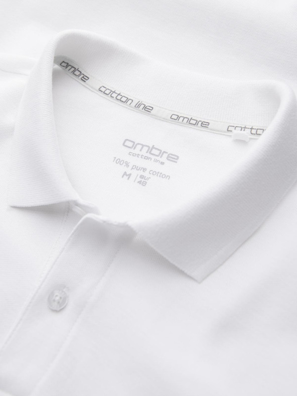 Ombre Clothing Bela moška osnovna polo majica Ombre Clothing