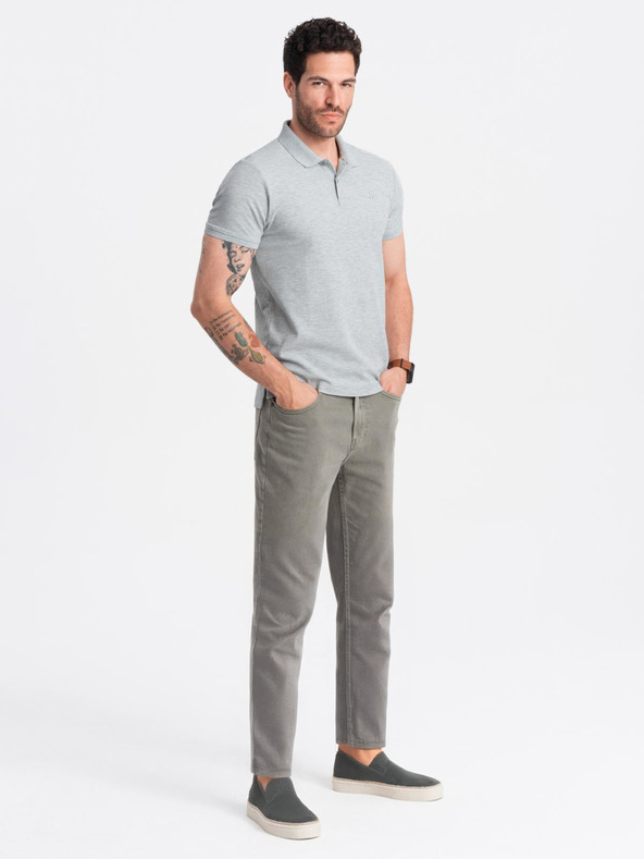 Ombre Clothing Svetlo siva moška osnovna polo majica Ombre Clothing