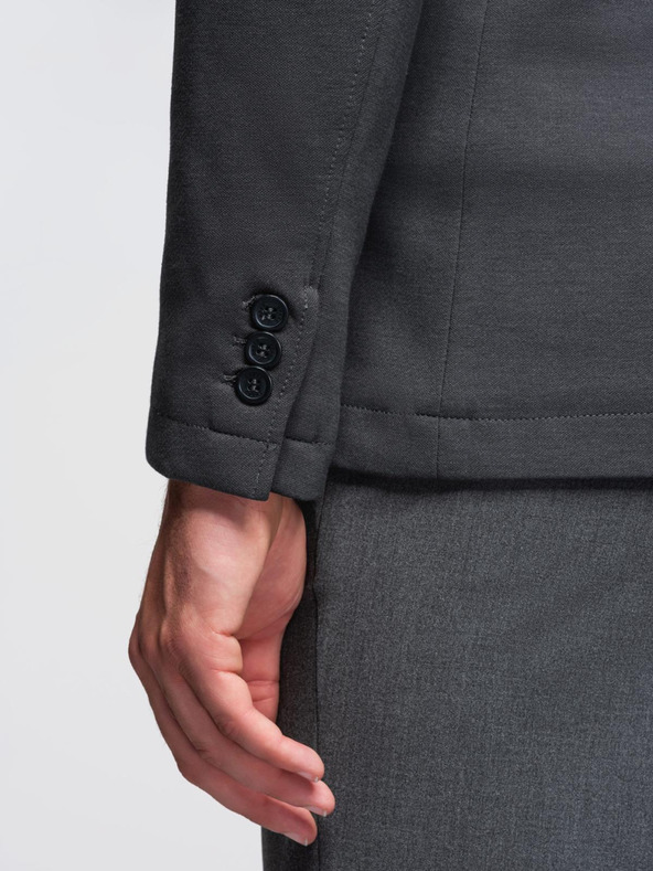 Ombre Clothing Moški sivi blazer SLIM iz rahlo strukturiranega pletiva