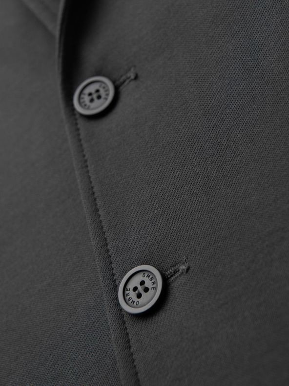 Ombre Clothing Moški sivi blazer SLIM iz rahlo strukturiranega pletiva