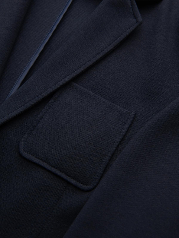 Ombre Clothing Moški temno modri blazer SLIM iz rahlo strukturiranega pletiva