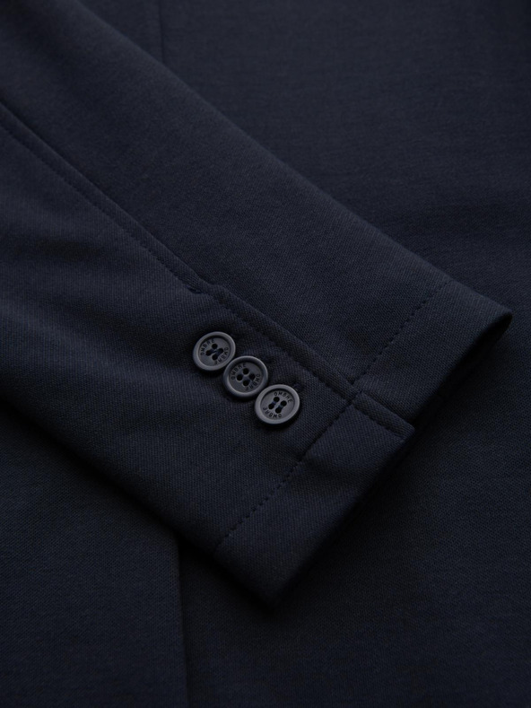 Ombre Clothing Moški temno modri blazer SLIM iz rahlo strukturiranega pletiva