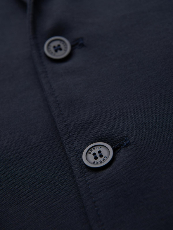 Ombre Clothing Moški temno modri blazer SLIM iz rahlo strukturiranega pletiva