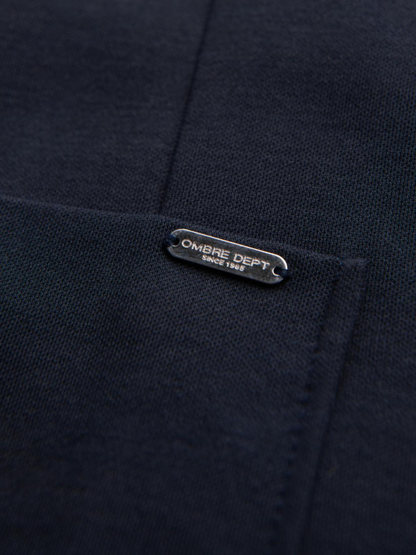 Ombre Clothing Moški temno modri blazer SLIM iz rahlo strukturiranega pletiva