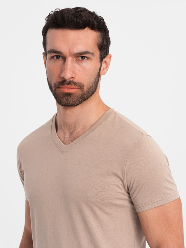 Ombre Clothing Siva moška bombažna majica z osnovnim vratom Ombre Clothing