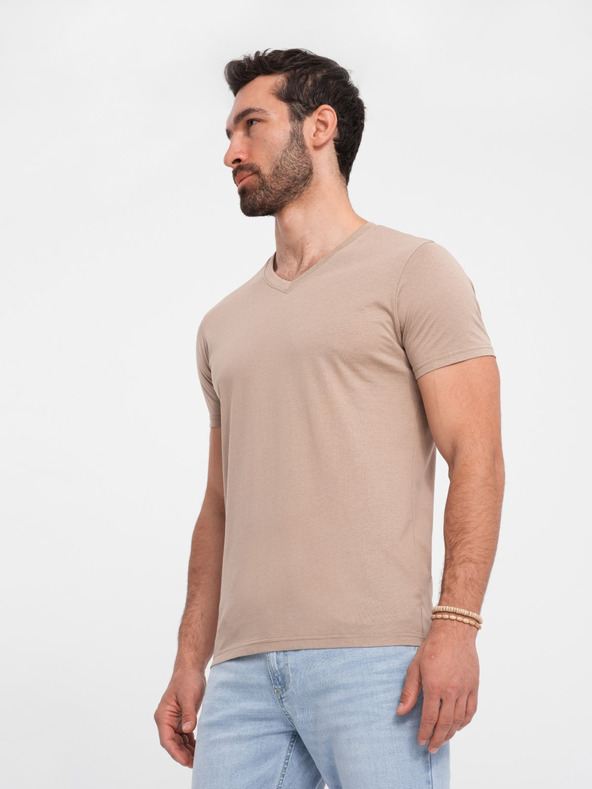 Ombre Clothing Siva moška bombažna majica z osnovnim vratom Ombre Clothing