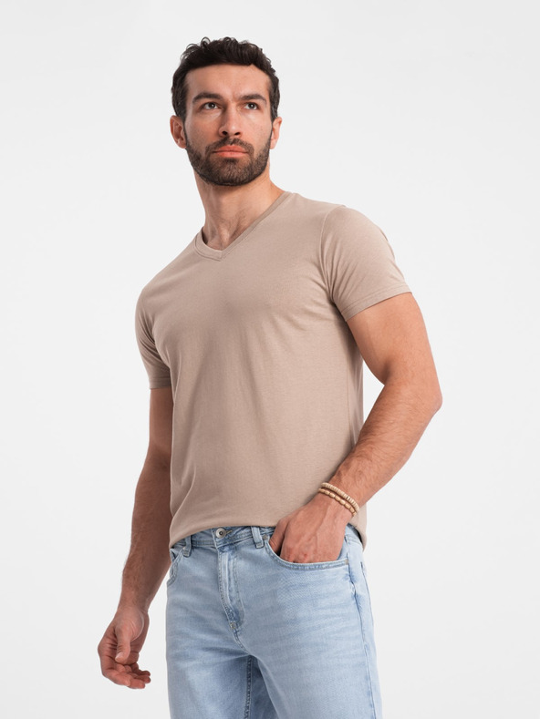 Ombre Clothing Siva moška bombažna majica z osnovnim vratom Ombre Clothing