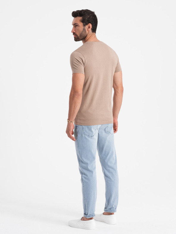 Ombre Clothing Siva moška bombažna majica z osnovnim vratom Ombre Clothing