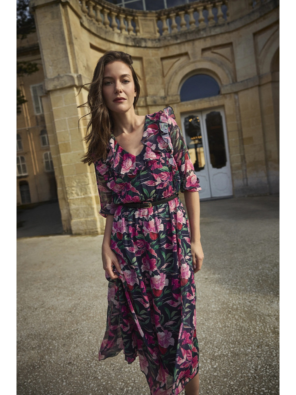 Moodo Temno modre cvetlične obleke Moodo