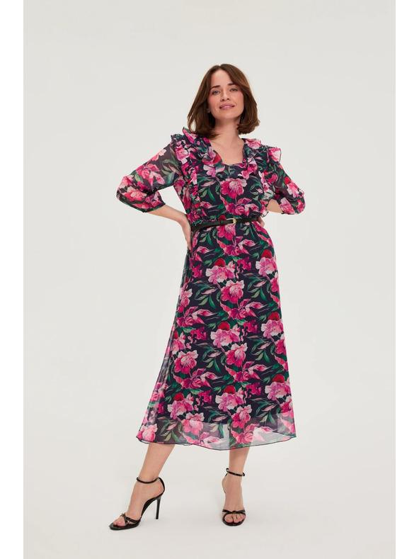 Moodo Temno modre cvetlične obleke Moodo